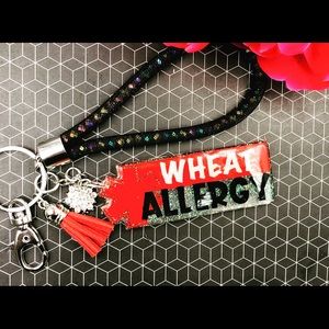 Wheat allergy tag keychain purse charm